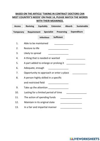 Exercise Based on Newspaper Article