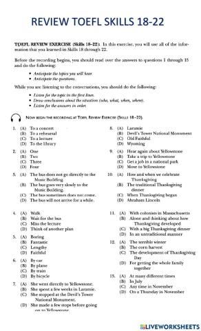 TOEFL Review Exercise Skills 18-22
