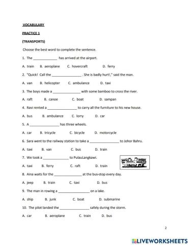 BI Y6 - Transport Vocabulary