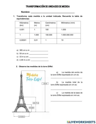 Transformación de unidades de medida