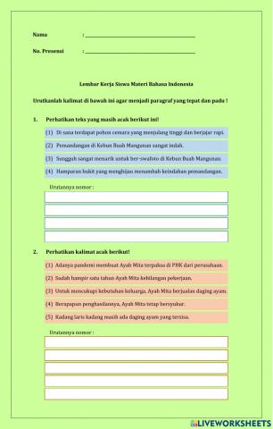 Bahasa Indonesia - Mengurutkan kalimat