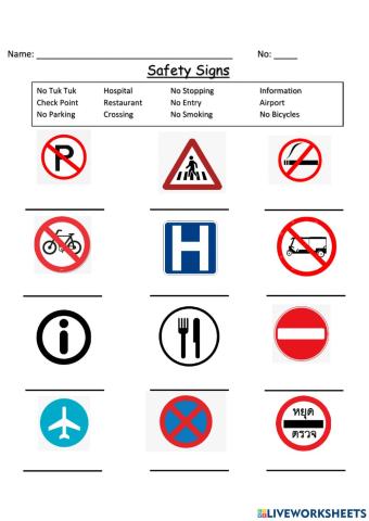 Safety Signs - drag and drop