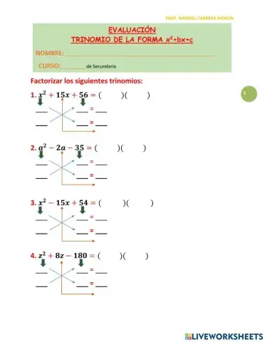 Trinomio de la forma x2+bx+c