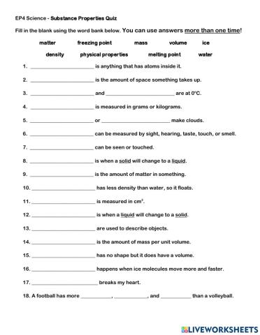 Physical Properties Quiz