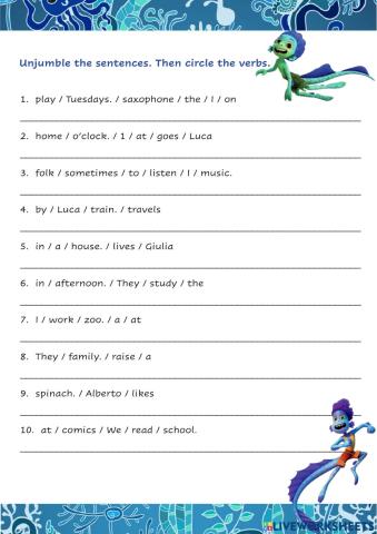 Unjumble the sentences. Luca.