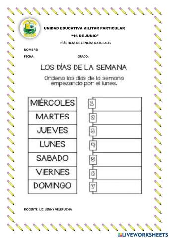 Los dias de la semana