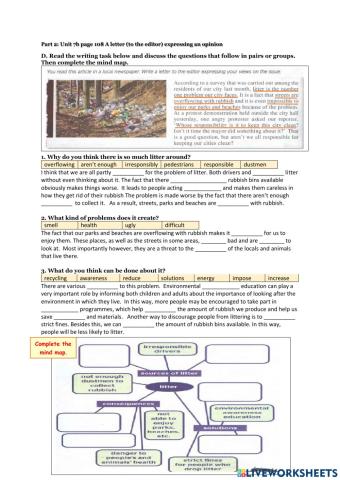 Unit 7b page 109 A letter expressing an opinion