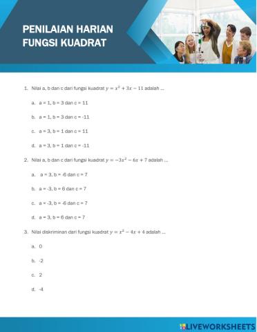 Penilaian Harian Fungsi Kuadrat