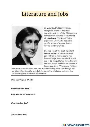 Literature and jobs (biographies)