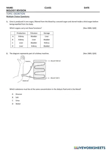 Biology - 9 Excretion