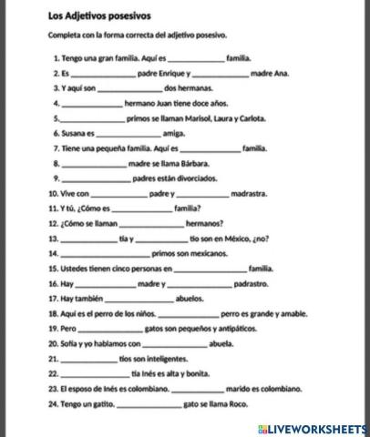 Los adjetivos posesivos