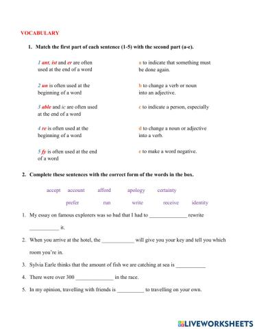 Bridge - Vocabulary unit 2 EX