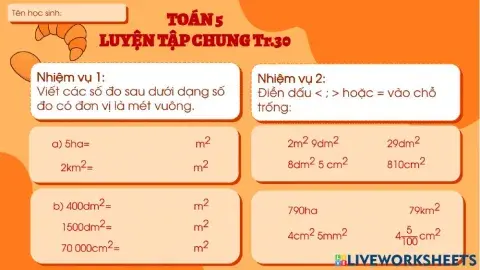 Toán Luyện tập chung Tr30