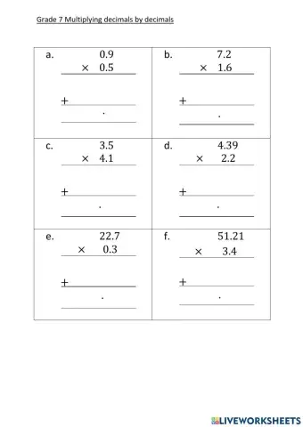 Multiplying decimals by decimals