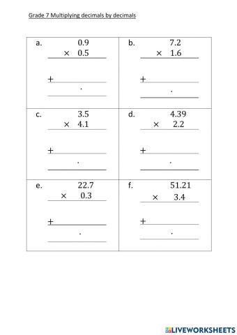 Multiplying decimals by decimals