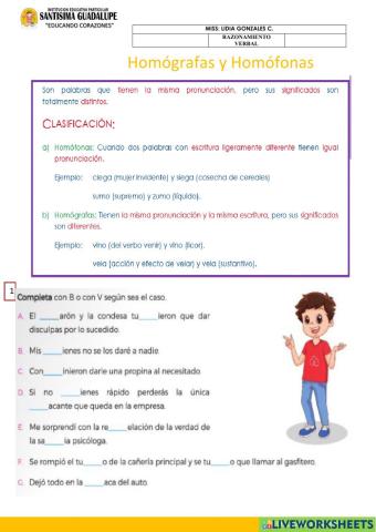 Homógrafas y homófonas