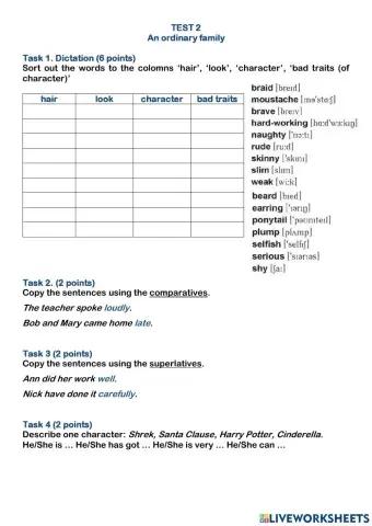 TEST. An ordinary family