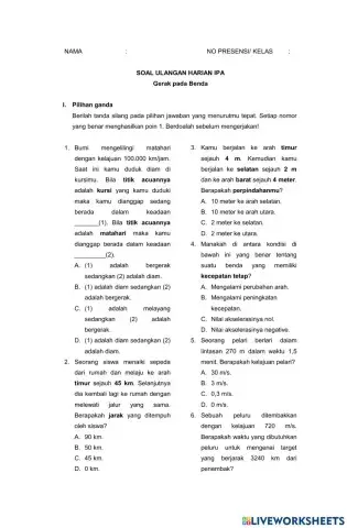 Soal penilaian materi gaya