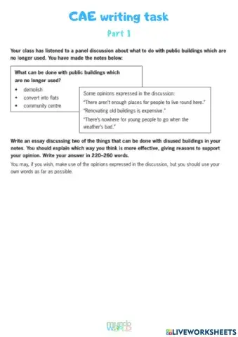 CAE Writing Test 3 Part 1