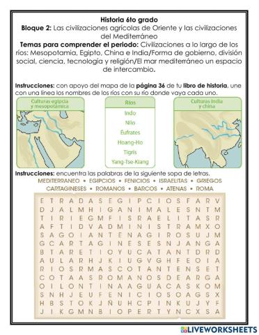 Bloque 2: Las civilizaciones agrícolas de oriente y las civilizaciones del mediterráneo