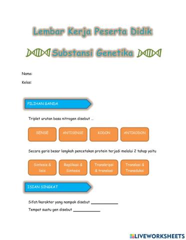 LKPD Substansi Genetika Kelas 12