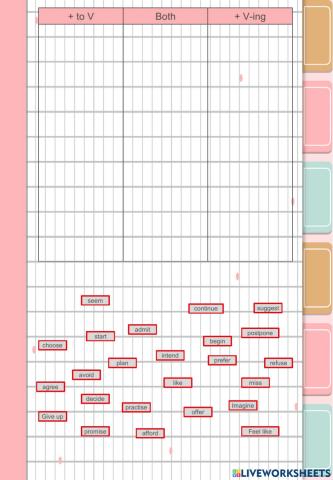Verbs followed by to or -ing