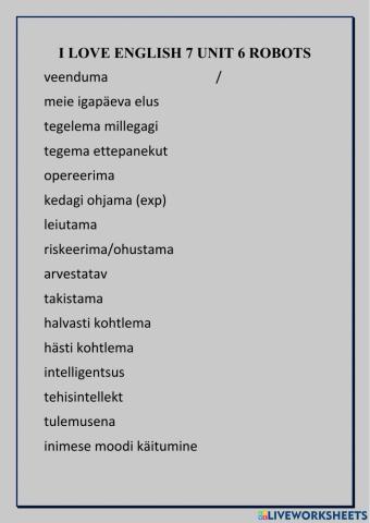 I love english 7 unit 6 robots