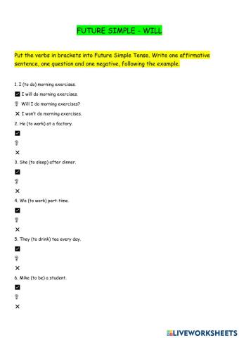 Future Simple (practice)