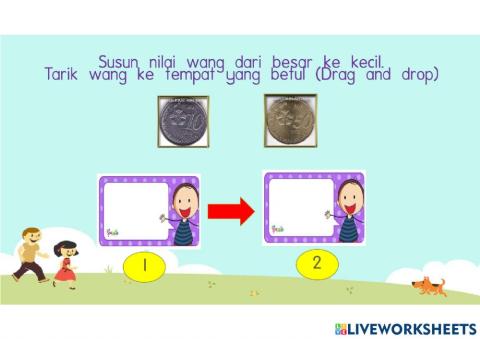 Menyusun nilai wang besar ke kecil