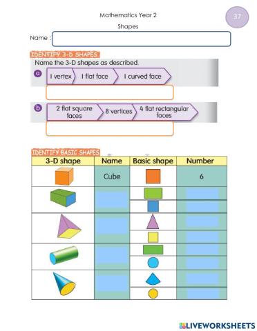 3-D shapes & 2-D shapes