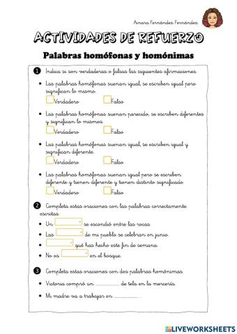 Palabras homófonas u homónimas