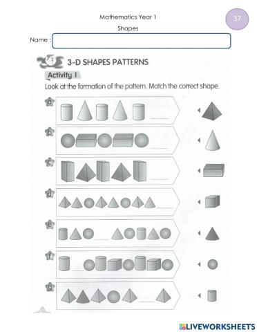 3-D shapes patterns and build models
