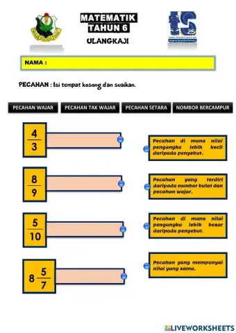 Pecahan, perpuluhan dan peratus