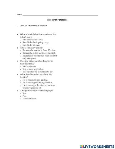 FCCI Extra Practice 5