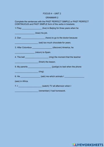 Focus 4 Unit 2 Grammar 2