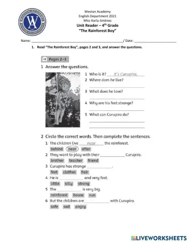 The Rainforest Boy Class 1