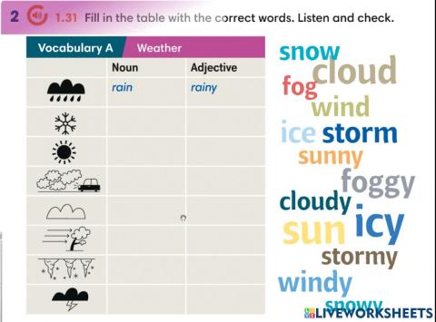Weather nouns and adjectives