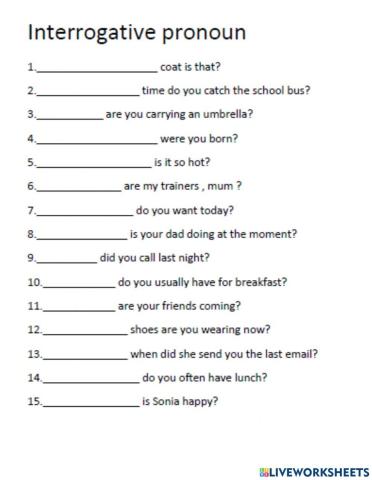 Interrogative Pronoun