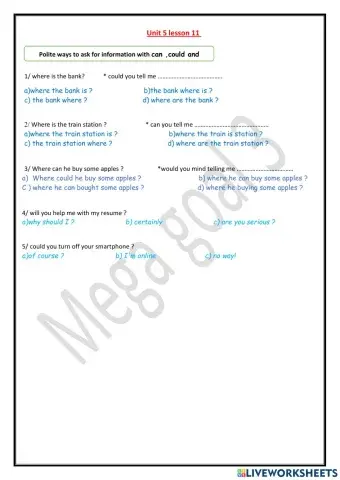 Mega goal 3 - unit 5 lesson11