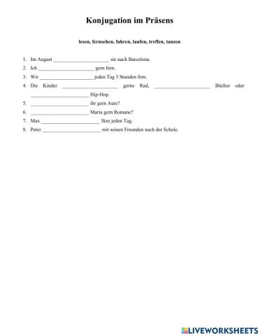 Konjugation im Präasens