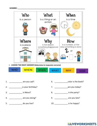 Wh questions excersice