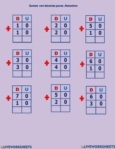 Suma decenas puras
