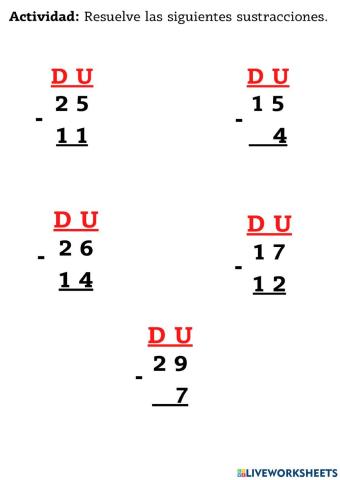 Restas de dos dígitos