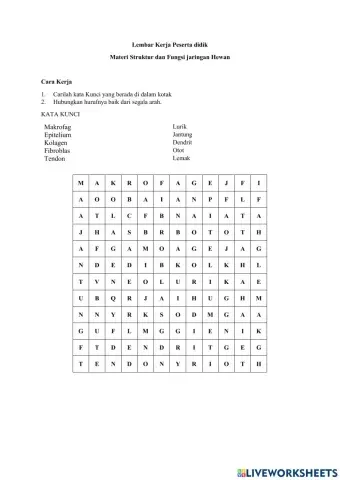 LKPD Struktur dan Fungsi Jaringan Hewan