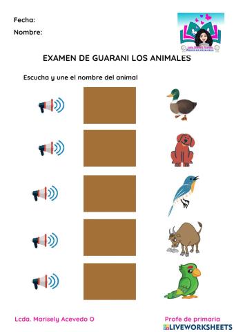 Los animales domésticos y salvajes en guarani