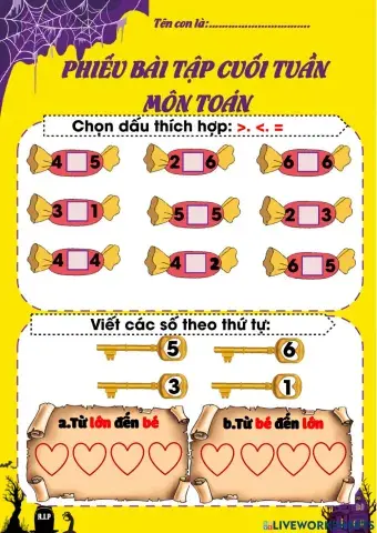 Phiếu cuối tuần môn toán tuần 6