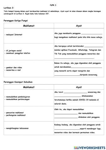 Latihan 2 :Melengkapkan Perenggan 3 dan 4 Karangan