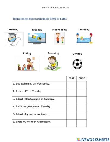 Read and choose True or false