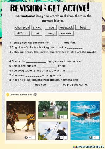 Unit 9 Get Active (Revision)