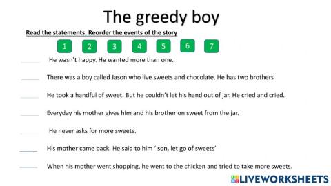 The greedy boy story